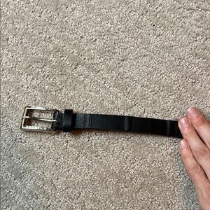 Kenneth Cole Black Leather Belt with Silver Buckle